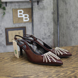 A New Day Serafina Rhinestone Slingback Heels 94661787 Burgundy Red 9.5M