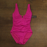 Lauren Ralph Lauren Shoulder Tummy Control One Piece Swimsuit Freesia Pink 10