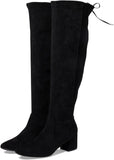 Sugar Womens Ollie Heels Round Toe Over-The-Knee Boots Black Micro 9.5M