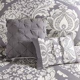 Madison Park Vienna Sateen Cotton 7-Piece Comforter Set Vienna Grey Queen