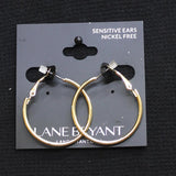 Lane Bryant Fashion Nickel Free Hinge Hoop Earrings Gold Yellow 1.5"