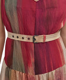 DKNY Womens Abstract V-Neck Belted Dress Midi Brush Stroke Brown Multi 8