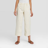A New Day Women's High-Rise Wide Leg Cropped Pants 77594696 Cream Off White 18