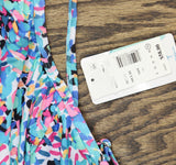 Swim Solutions Ruffle-Tiered Picasso Terrazzo Tankini Swim Top Blue Multi 18