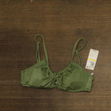Salt + Cove Womens Solid Lurex Twist-Front Swim Top SC25081GT Olive Green M