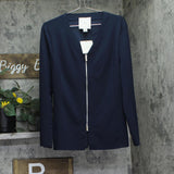 Calvin Klein Womens Stretch Crepe Zip Front Jacket 44C442G Dark Sapphire Blue L
