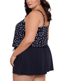 Swim Solutions Womens Plus Size Polka Dot Romper Swimsuit Rain of Dots Black 20W