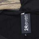 24Seven Comfort Apparel Womens 3/4 Sleeve Knit Flowy Dress Black 1X