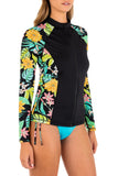Hurley Womens Long Sleeve Zip Front Rashguard Black M