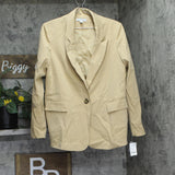 And Now This Womens One Button Blazer Jacket Sand Brown S