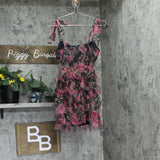 B. Darlin Juniors Tiered Mesh Mini Dress Sleeveless P25AE07 Black / Pink 7/8
