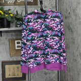 Cuddl Duds Womens French Terry Full Zip Plus Size Sweatshirt Purple Camo 1X