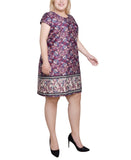 Ny Collection Womens Plus Size Cap Sleeve Knit Dress WITD3999 Otrera Purple 3X