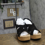 Clarks Nerisa Grace Wedge Cork Sandal 26187243 Black Nubuck 8.5M