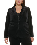 Calvin Klein Womens Plus Size Velvet One-Button Jacket X27J1625