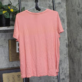 Alfani Womens Crewneck Knit Short Sleeve T-Shirt Top Sunrise Coral Pink L