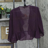 R&M Richards Womens Sheer Evening Jacket Embellished Purple 16W