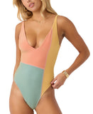 O'Neill Mirage Colorblocked Edgewater One-Piece Swimsuit Pink Multi Lurex 2XL