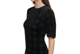 Tommy Hilfiger Womens Burnout Velvet Plaid Dress A1IK2KLA Black 6