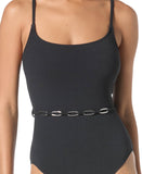 Michael Michael Kors Womens Chain Belt One-Piece Swimsuit MM06306 Black 6