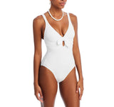 Robin Piccone Womens Ava Knot One Piece Swimsuit 221716 White 12