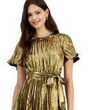 Sam Edelman Womens Plisse Waist Mini Dress Tie 89H505-S4 Gold Yellow 4