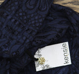 Kensie Womens Half Sleeve Lace Sheath Dress KDLN0805 Navy Blue 8