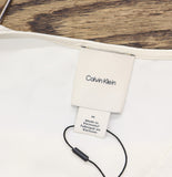 Calvin Klein Womens Sleeveless V-Neck Top Woven 44C191G Tofu Off White M