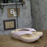 G.C. Shoes Womens Tiana Embellished Comfort Wedge Sandals Tiana Purple 7.5M