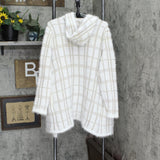 Love Ever After Womens Fuzzy Hooded OversiZe Open Front Cardigan White / Brown L