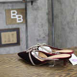A New Day Womens Gwen Rhinestone Velvet Bow Heels 94656736 Burgundy Red 6.5M