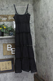Aqua Womens Cotton Lace Inset Midi Dress DI9188BL Black XS