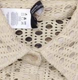 Carmen Marc Valvo Crochet Tunic Swim Cover Up Shirt Button Up Clay Brown XS