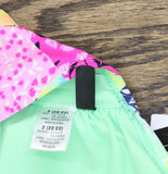 Salt + Cove Patchwork Bikini Swim Top V-Neck Adjustable Straps Green Multi 2X