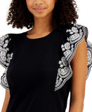 Tommy Hilfiger Womens Eyelet Flutter Sleeve Tank Top J2FH0661