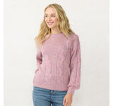 Lc Lauren Conrad Women's Cable-Knit Texture Sweater WL23S031RN Pink Confetti M