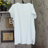 Liz Claiborne Crochet Trim Henley Nightgown Blue Multi 1X