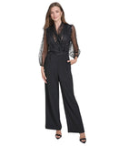Halston Womens Sequined Embellished Jumpsuit HD4I1AUL Black 16