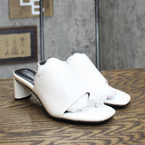 Alfani Womens Colyerrl Leather Block Heel Slide Sandals White Leather 6M
