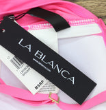 La Blanca Island Goddess Ruffled Bandeau Tankini Swimsuit Top Bright Pink 12