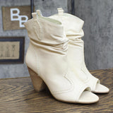 BCBGeneration Vintage Cowboy Leather Open Toe Boots Eggshell Off White 6.5M