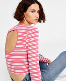 Tommy Jeans Back-Cutout Striped Ribbed Top T2GHNECG Rosebud Combo Pink XL