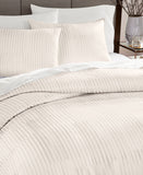 Hotel Collection Strie 3-Piece Duvet Cover Set Ivory Off White Full / Queen