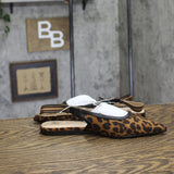 A New Day London Slingback Flats Pointed Toe Bow 94303554 Leopard Brown 6.5M