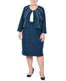 Ny Collection Womens Plus Size 3/4 Sleeve Jacket and Dress Mallard Green 16W