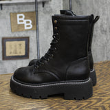 Wild Fable Logan Wide Width Lug Combat Boots with Memory Foam Insole Black 5.5W