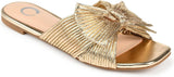 Journee Collection Serlina Foam Slide Low Block Heel Sandals Gold Yellow 8M