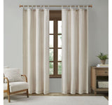 Madison Park Beals Rod Pocket Back Faux-Linen Window Panel Natural Brown 50 x 84