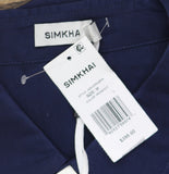 Simkhai Mens Niall Relaxed Button-Front Shirt Long Sleeve Midnight Blue M
