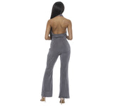 Alexia Admor Women's Leilani Draped Halter Neck Flared Jumpsuit Silver Gray XS